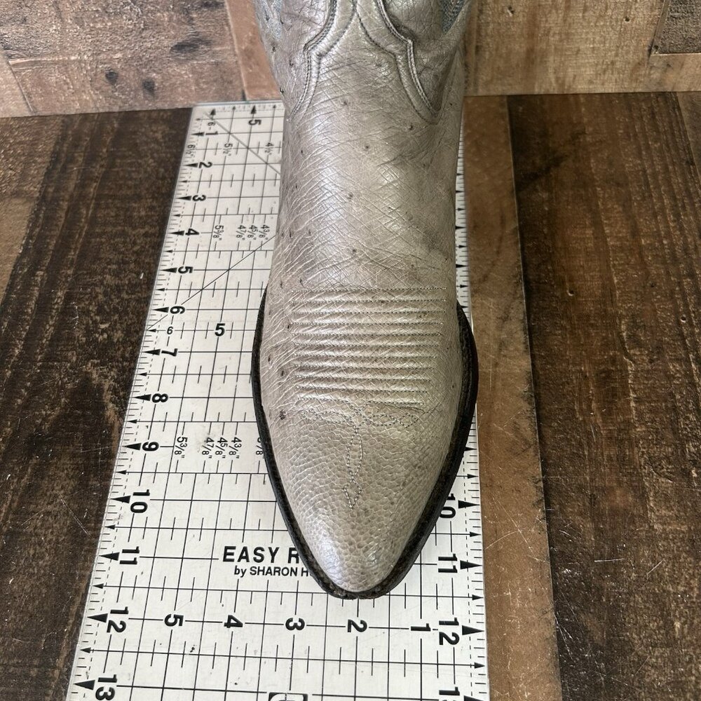 Lucchese Classics L612624 Gray Full Ostrich Western Cowboy Boots Mens 11 B - Picture 4 of 12